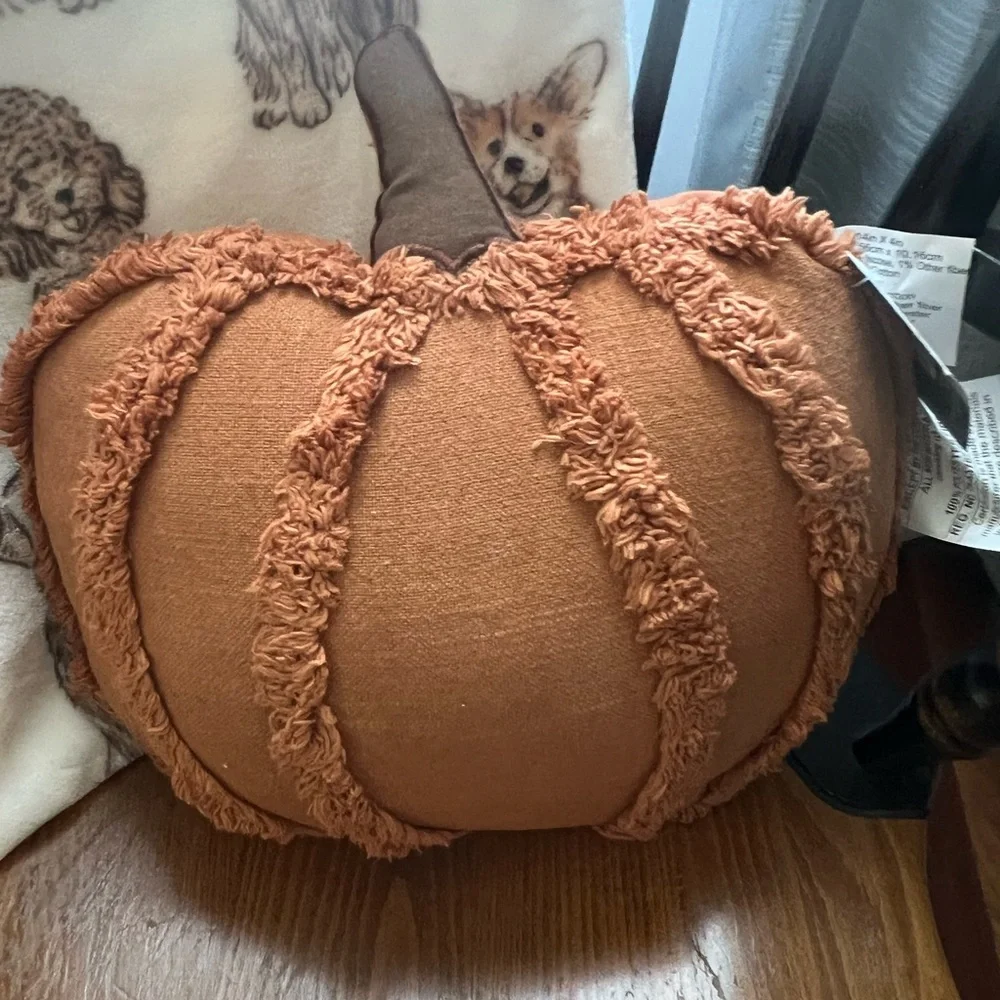 Plaid Throw Blanket and Pumpkin Pillow Set NWT